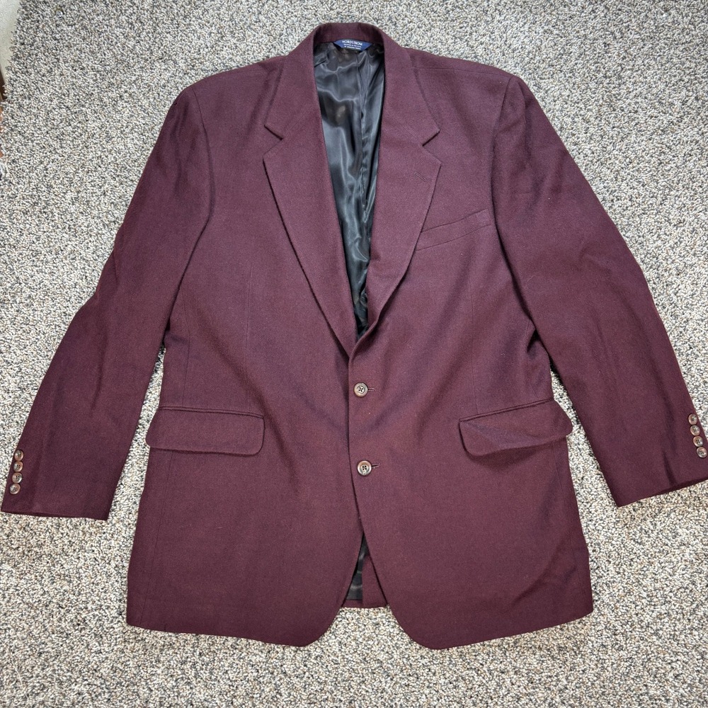 Nordstrom Men's 48 EX-L Blazer Burgundy Loro Piana Worsted Camelhair Sport Coat